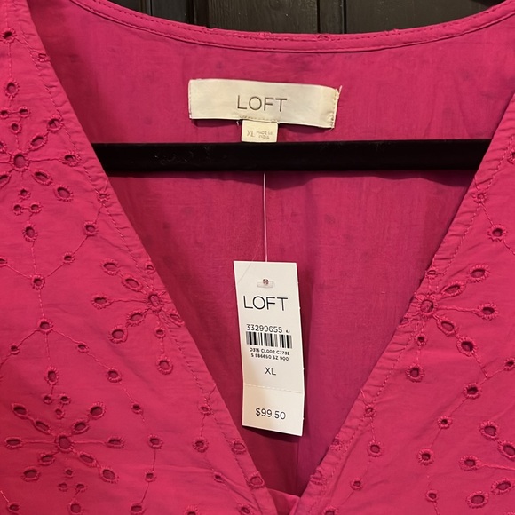 NWT LOFT Eyelet Button Ruffle Swing Dress - Picture 5 of 7